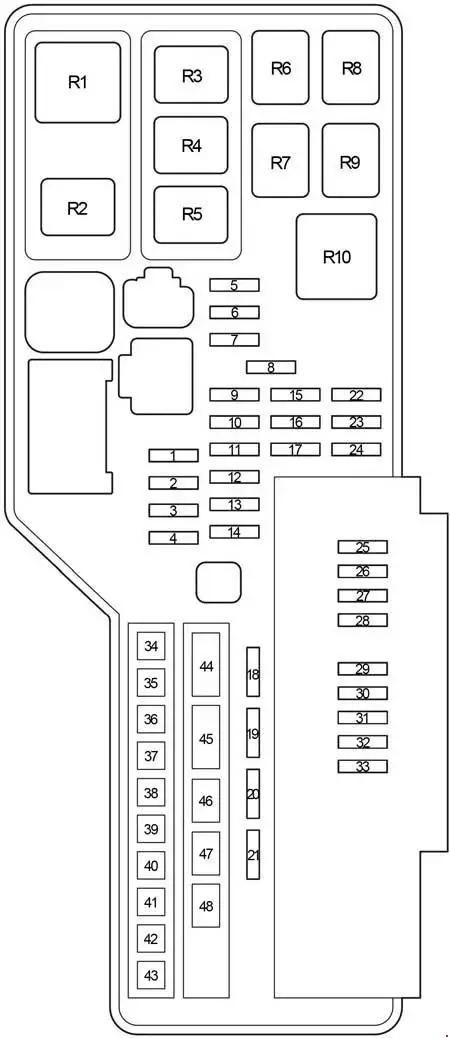 Toyota Camry (2006-2011) Diagram of the Fuse Box