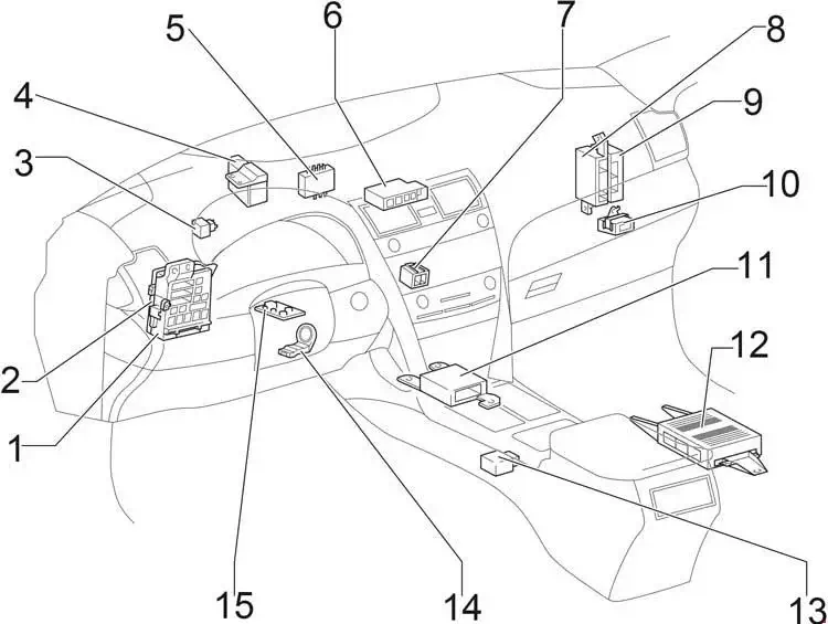 2006-2011 Toyota Camry - Location of the Control Units